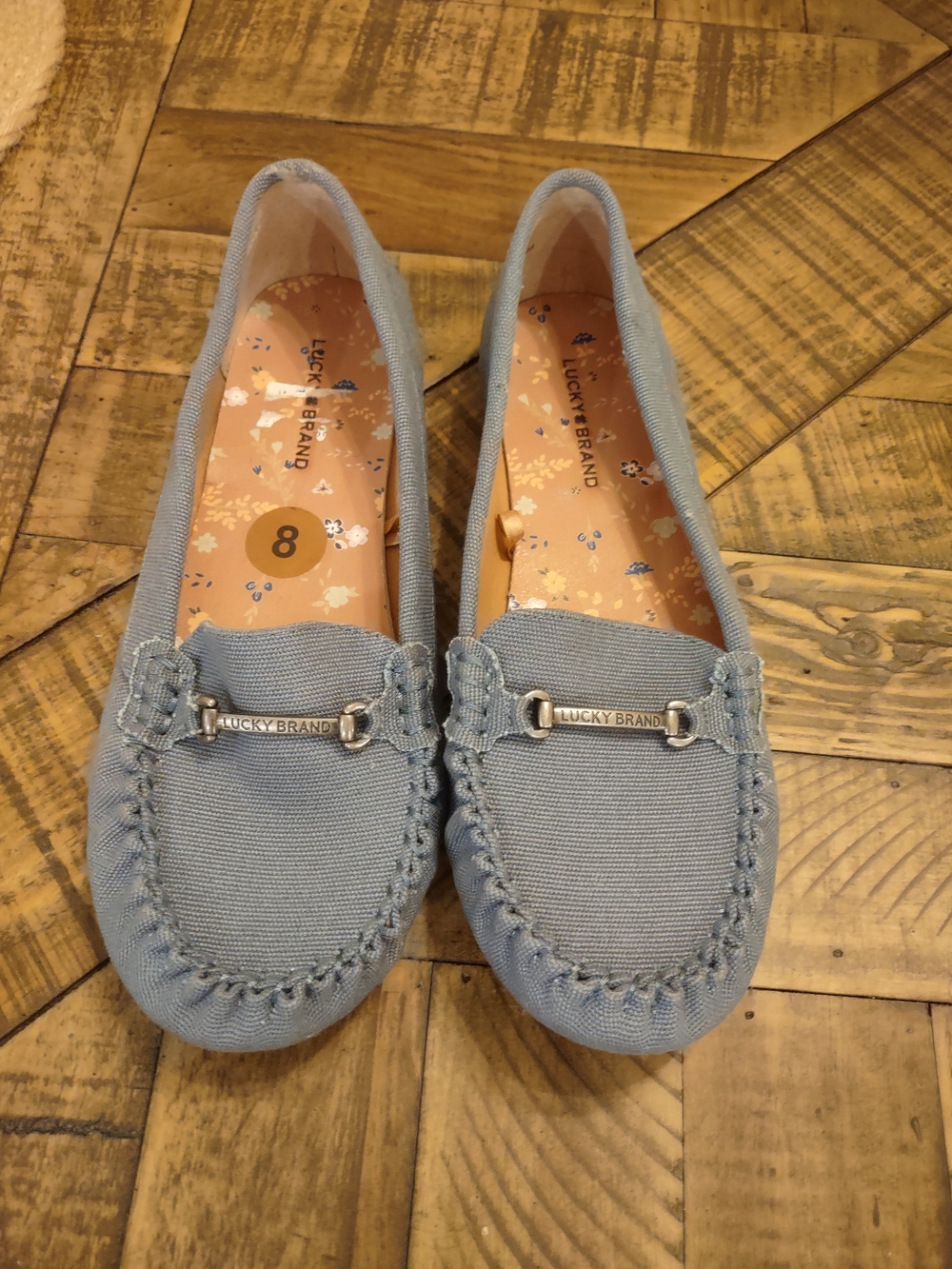 Lucky Brand Light Blue Canvas Moccasin Slip-On Flats